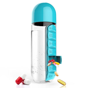 Water Bottle With Daily Pills Organizer