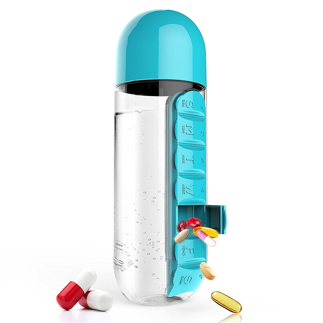 Water Bottle With Daily Pills Organizer