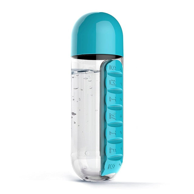 Water Bottle With Daily Pills Organizer