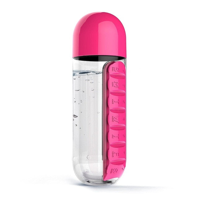 Water Bottle With Daily Pills Organizer